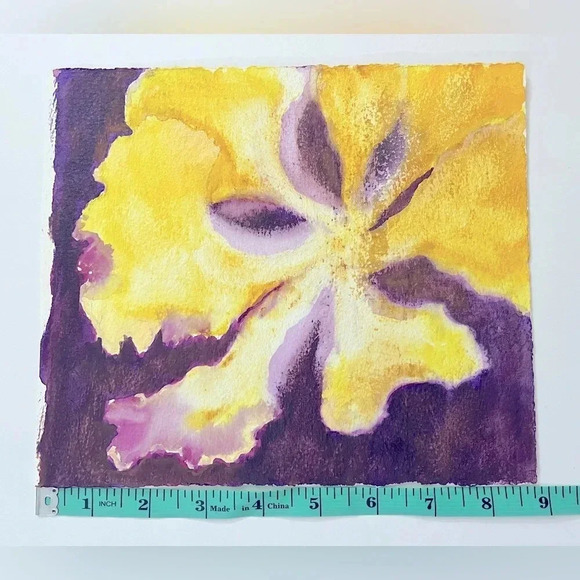 Original‎ Watercolor Painting Floral Purple Yellow NWOT Unframed - Picture 5 of 5